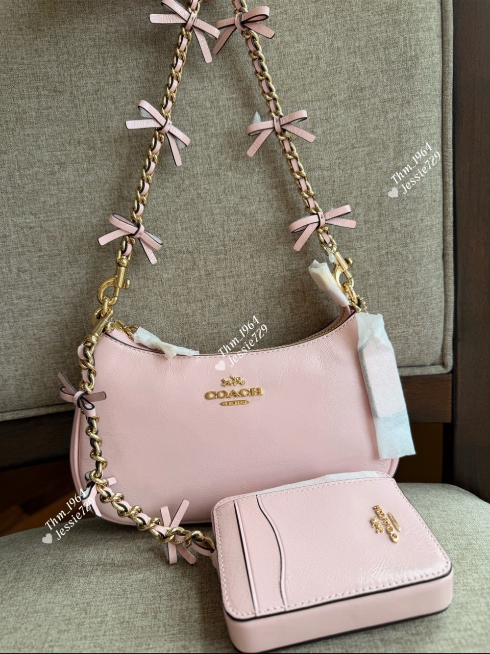 NWT！2PCS Teri Mini Crossbody Bag With Bows（cdw68）And Card Case FAST SHIPPING